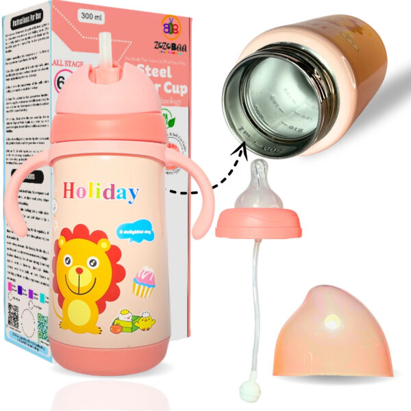 2 in 1 Double Walled Vacuum SS304 Steel Baby Sipper