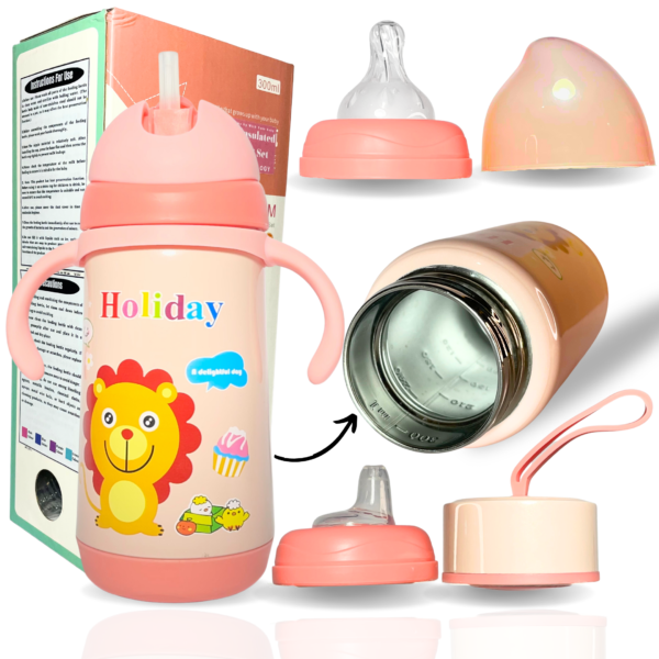 4 in 1 Double Walled Vacuum SS304 Steel Baby Sipper, Blue