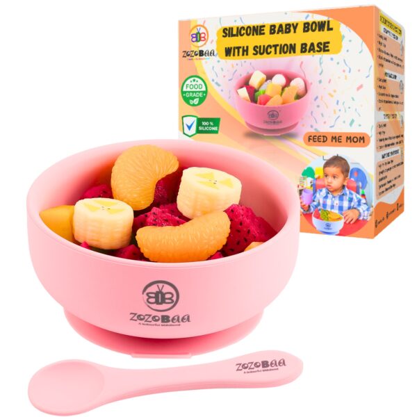 Silicone Baby Bowl & Spoon, Bowl With Extra Strong Suction Base, Non-Slip Design
