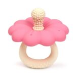 Silicone Baby Flower Teether for 0-24 Months, BPA-Free Food Grade Silicone Teething Toy -Pink