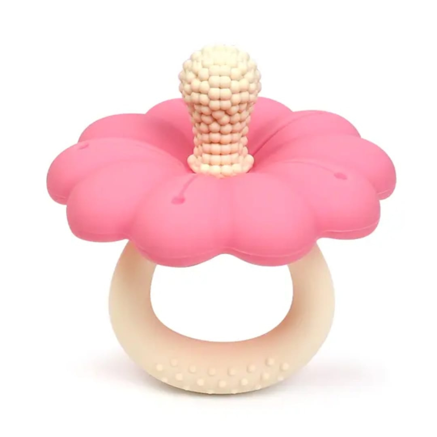 18 Silicone Baby Flower Teether for 0-24 Months, BPA-Free Food Grade Silicone Teething Toy -Pink - Image 1