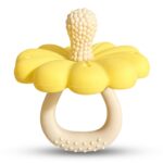 Silicone Baby Flower Teether for 0-24 Months, BPA-Free Food Grade Silicone Teething Toy -Yellow-Daffodil