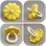 Silicone Baby Flower Teether for 0-24 Months, BPA-Free Food Grade Silicone Teething Toy -Yellow-Daffodil - Image 7